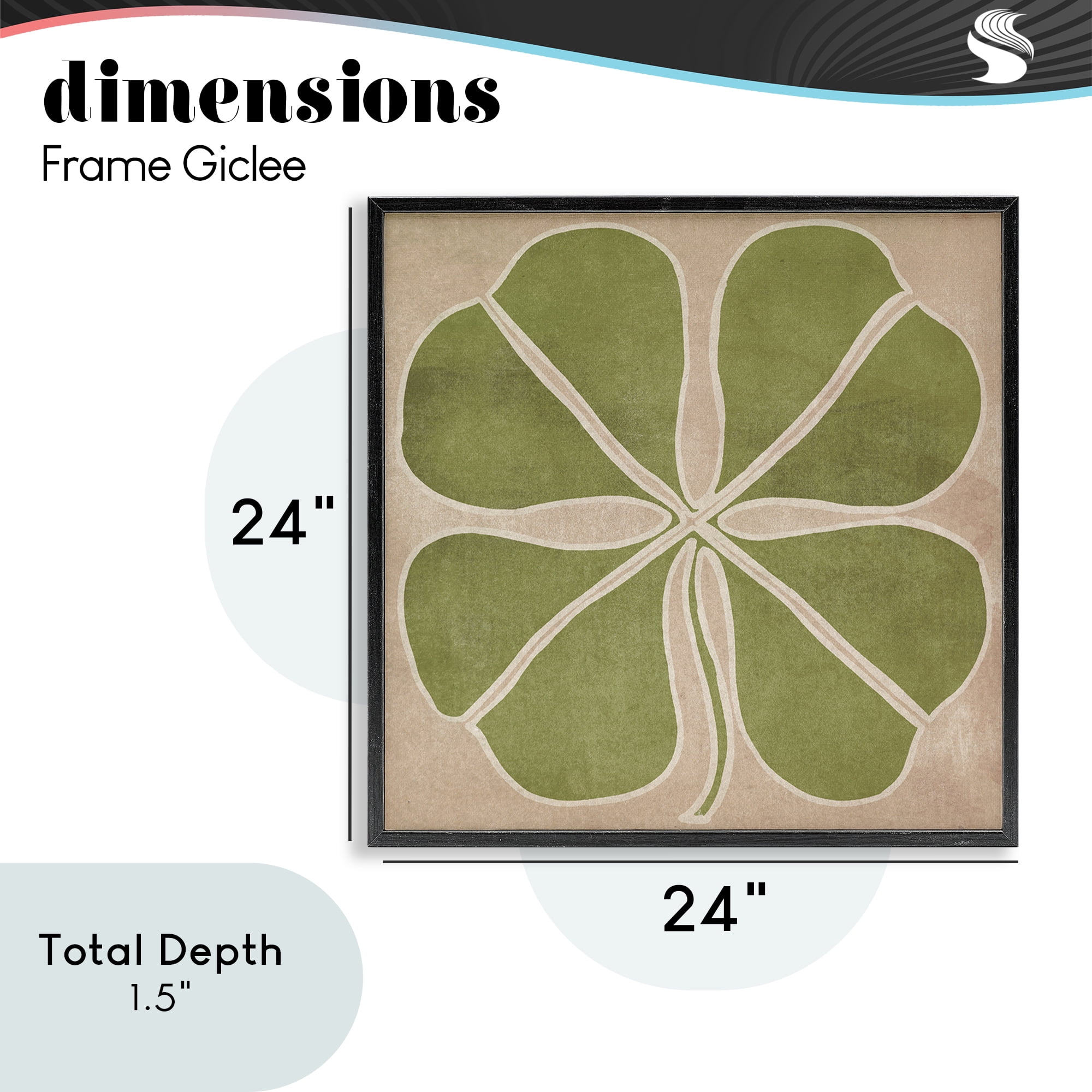 Neutral Symmetrical Clover Black Framed Giclee Art, design by June Erica Vess