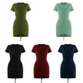 thumbnail image 3 of 2022 summer new products plain Womens Dresses short-sleeved drawstring tight T-shirt dress sexy hip skirt, 3 of 6