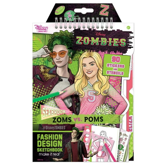 Make It Real Disney Zombies Fashion Design Sketchbook for Girls - Create Outfits for Addison & Bree with Stickers, Stencils, Design Guide - Creative Gift for Kids Ages 6+, Develops Real-World Skills