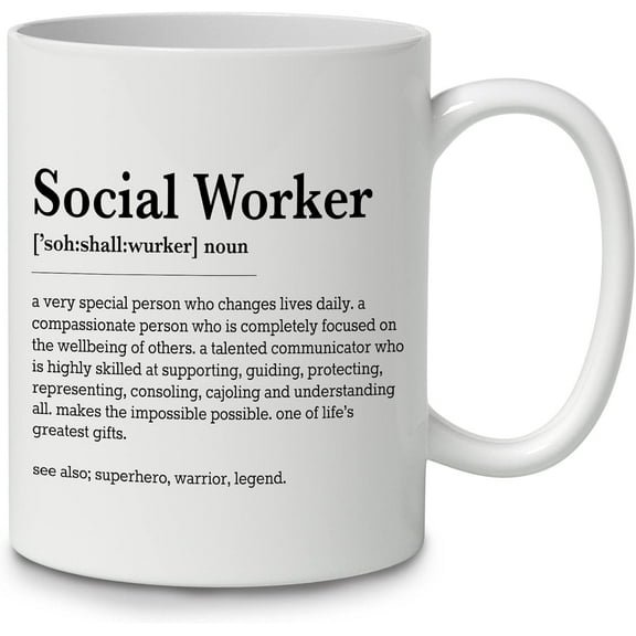 Social Worker Definition Meaning Coffee Mug Ceramic Cup(11oz),Funny New Gag Novelty Social Worker Mug Gifts For Worker Coworker Colleague Employee Office