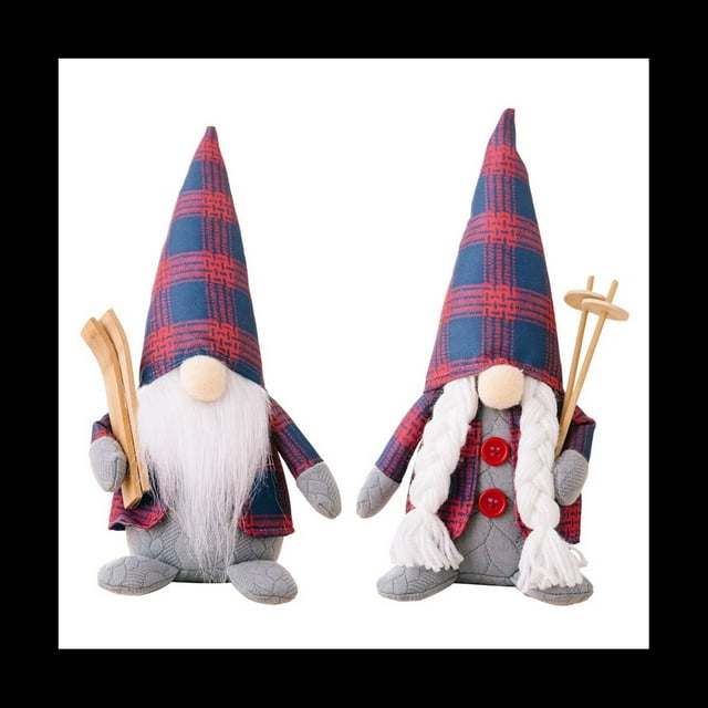 Adorno NavideñO Cuadro Rojo y Azul Pareja de Gnomos MuñEco Rudolph MuñEco Gnomo Sin Rostro Suministros de DecoracióN NavideñA A