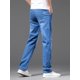thumbnail image 2 of Pantalones vaqueros rectos finos de verano para hombre, pantalones vaqueros holgados informales elásticos en negro y azul, pantalones de marca para hombre, 2 of 5