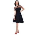 thumbnail image 6 of IBTOM CASTLE Women's Vintage 1950s Cocktail Party Polka Dots Prom Audrey Tea Dress Retro Swing Hepburn Party Gown L Floral Black, 6 of 8