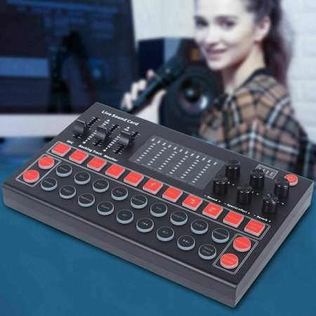 Fichiouy 2 Channel M9 Audio Interface Voice Changer Sound Mixer Board Live Sound Card USB
