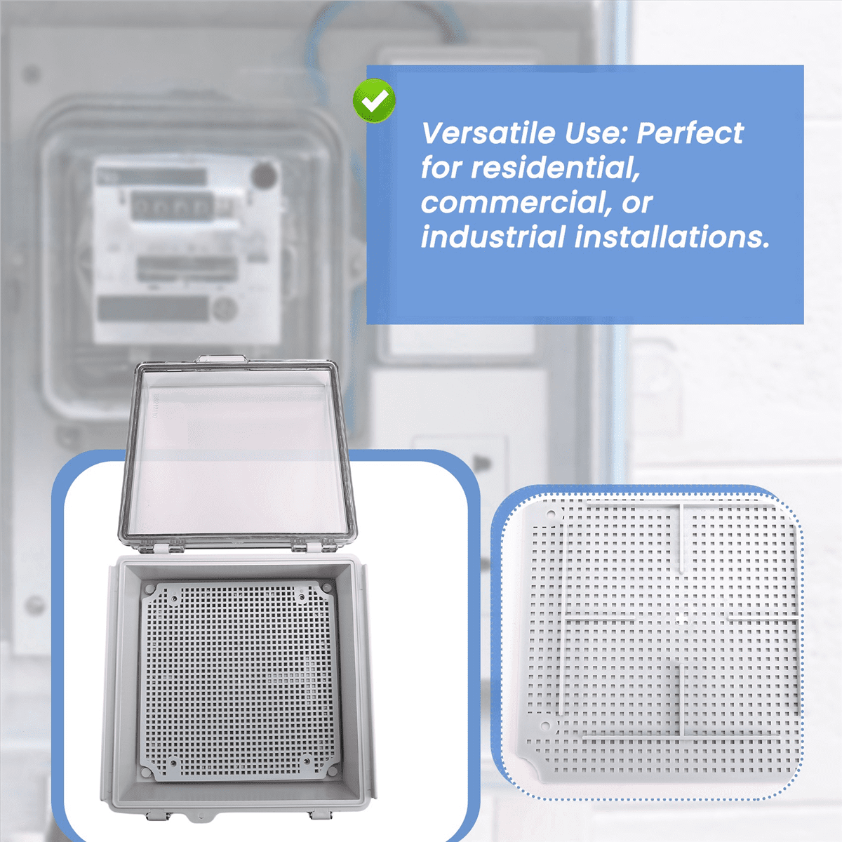 Clear Electrical Enclosure Box Outdoor Plastic Junction Box Weatherproof Electrical Box 210x210x100mm
