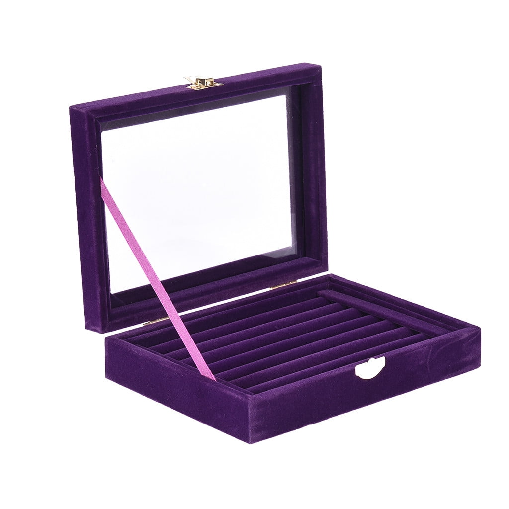 Details about   Jewelry Ring Box Case Storage Organizer Earring Tray Holder Velvet Glass Display 