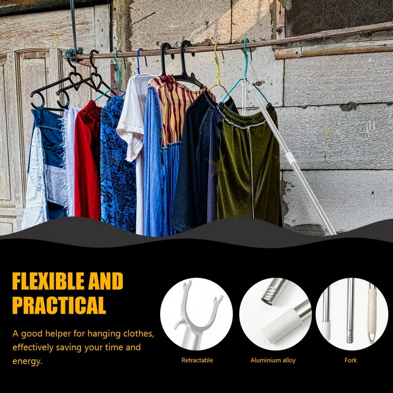 Adjustable Clothesline Pole Household Splicable Clothes Hook Pole  Convenient Clothing Pole 