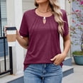 thumbnail image 6 of Short Sleeve Shirts for Women, Basic Pack of Summer Short Sleeve Casual T Shirt Tops, Red XL, 6 of 9