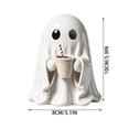 thumbnail image 4 of 3.94 Inch Cute Ghost Figurine Holding Coffee Cup, Spooky Resin Ghost Statue Tabletop Decor for Halloween Coffee Station Kitchen Shelf, 4 of 7