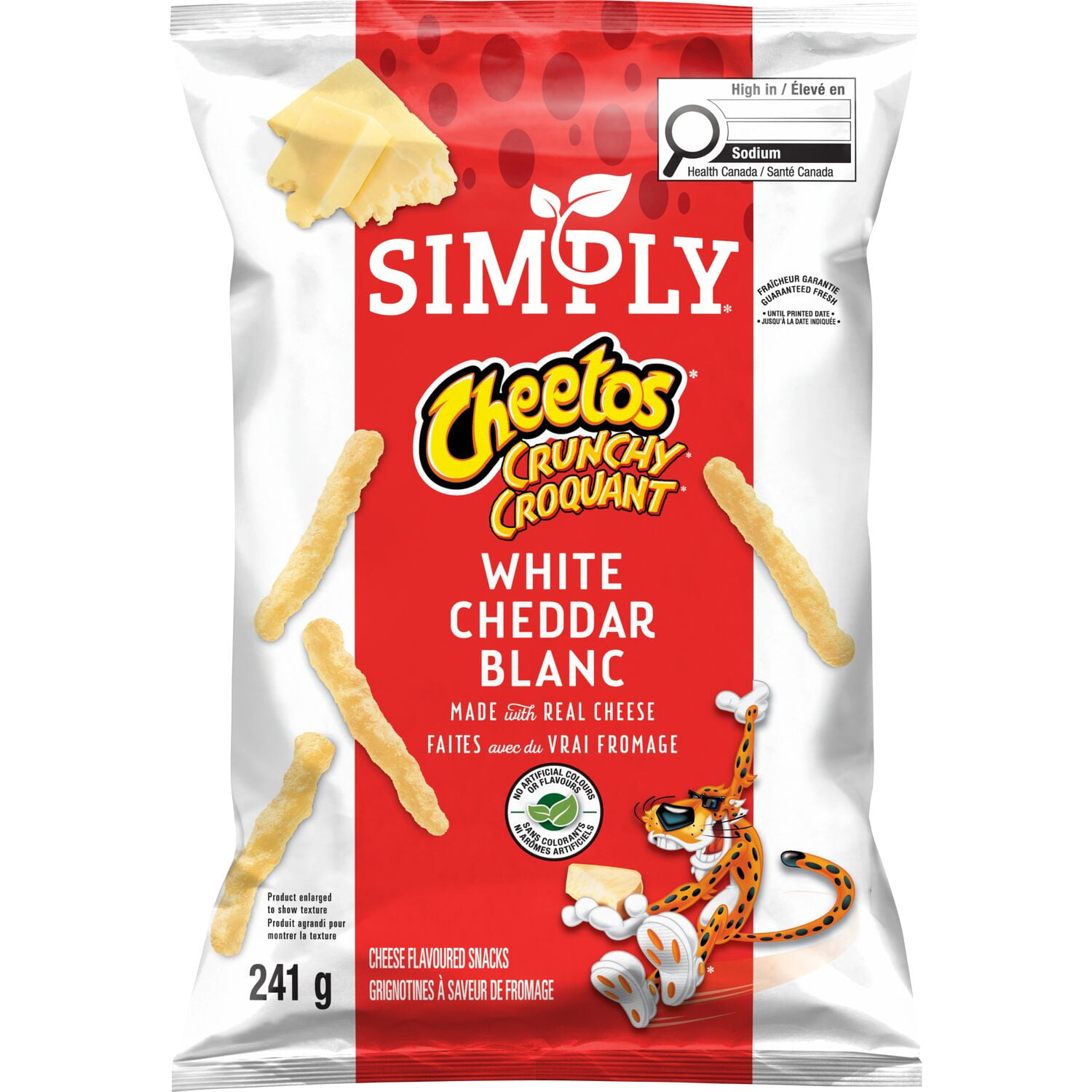 Simply Cheetos Crunchy White Cheddar Cheese flavoured Snacks, 241 g.