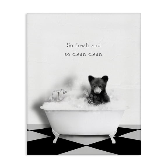 Stupell Industries Cottage So Fresh & Clean Bear Canvas Art, 24 x 30, by Leah Straatsma