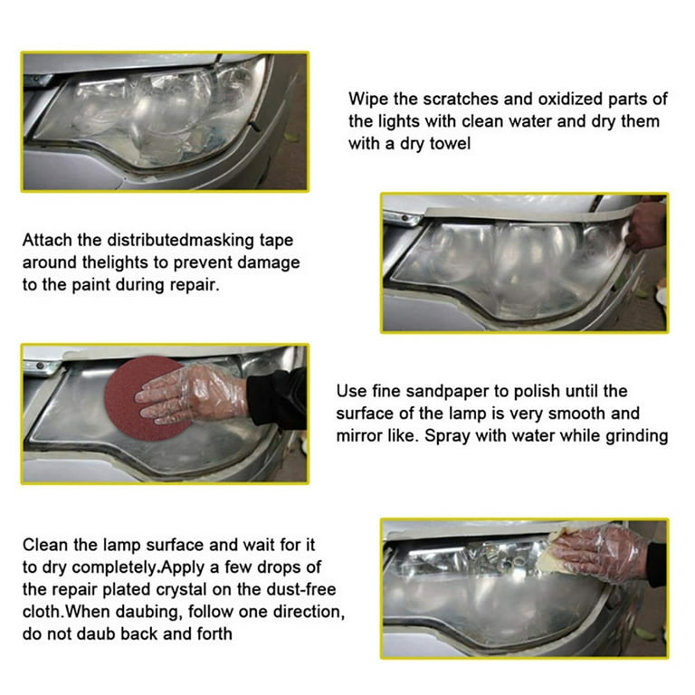 HOTBEST Car Headlight Repair Agent Wipe New Headlight Restore Taillight  Repair Kit with Lens Restoration Cleaner - 30ML 