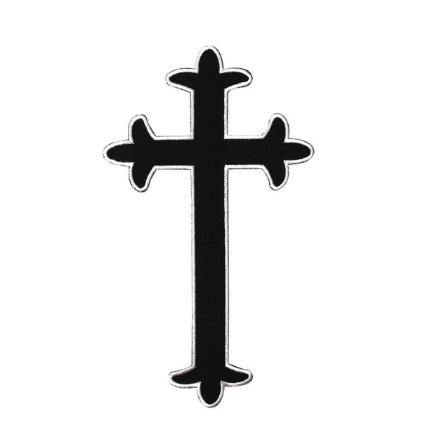 Large Black Ornate Cross Patch Gothic Christian Religion Symbol Iron On ...