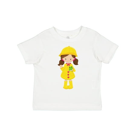 

Inktastic Girl in Raincoat Boots Brown Hair Frog Gift Toddler Toddler Girl T-Shirt