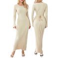 thumbnail image 2 of Gupgi Robe Ajustée en Tricot pour Femmes, Robe Longue Unie au Crochet, Robes d'Automne, 2 of 9