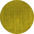 thumbnail image 1 of Ahgly Company Machine Washable Indoor Round Abstract Yellow Contemporary Area Rugs, 6' Round, 1 of 4