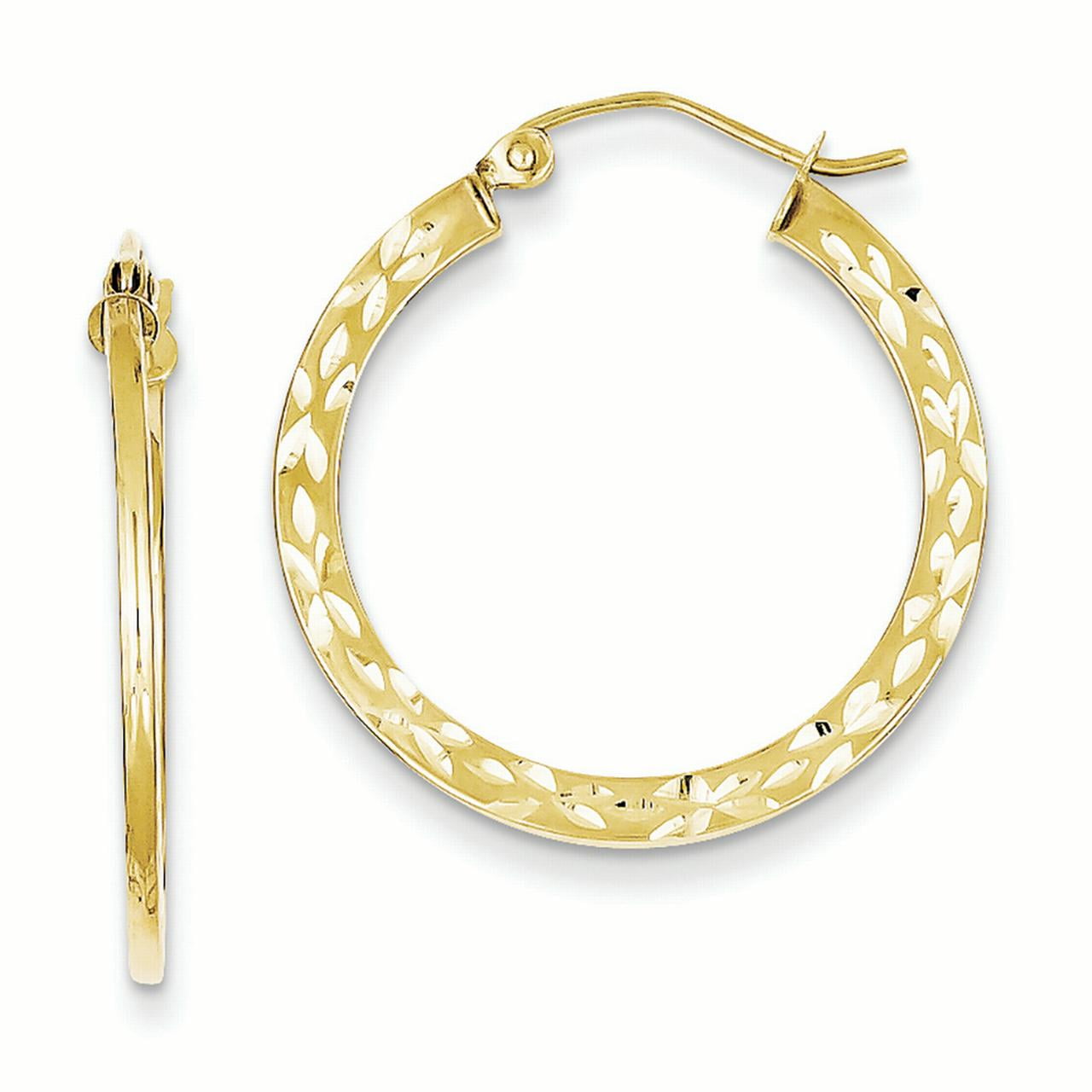 Earring Hoop 10K Yellow Gold DiamondCut 1.6 MM Hoop Earrings MSRP 162 Earring Hoop 10K Yellow Gold DiamondCut 1.6 MM Hoop Earrings MSRP 162