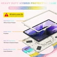 thumbnail image 2 of Dteck Case for Samsung Galaxy Tab S7 FE SM-T730 T736B (2021) 12.4-inch,Shockproof Rubber 3-Layer Protection Armor Hand Pull 360 Rotatable Kickstand Cover,Pink, 2 of 8