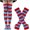 Dark Blue, variant on Womens Cotton Cute Set Striped Fingerless Thumb Hole Long Mittens Gloves Thigh High Stocking