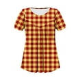 thumbnail image 6 of Xixinqiwan Women Tops,Women's Boho Short Sleeve Shirts Floral Work Blouses Dressy Casual Round Neck Loose Chiffon Flowy Tops T-shirts Orange M, 6 of 7