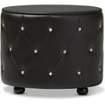 thumbnail image 5 of Glamour Style Oval 2-Drawer Faux Leather Upholstered Nightstand, Medium, Black, 5 of 6