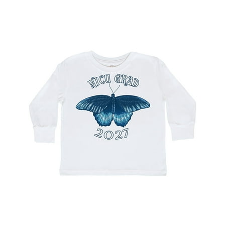 

Inktastic NICU Grad 2027 with Blue Butterfly Gift Toddler Boy or Toddler Girl Long Sleeve T-Shirt