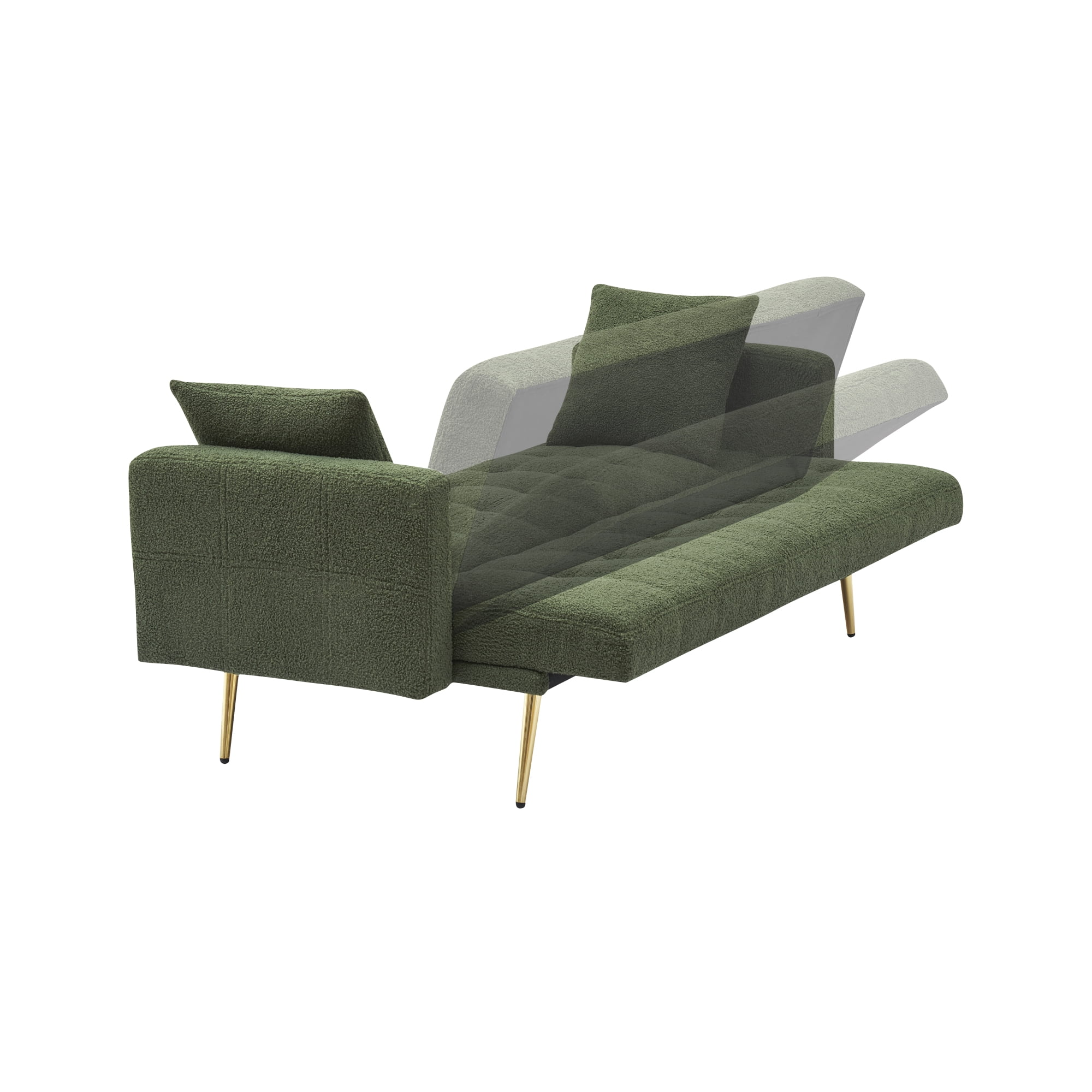 71" W Teddy Convertible Futon Sofa Bed,Modern Upholstered Loveseat Sofa Couch for Living Room,Small Space,Green