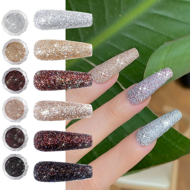 6 Colors Nail Crystal Crushed Diamond Powder Nail Glitter Diamond Powder Crystal Crushed Diamond Effect Jewelry Nail Accessories Suitable For Nail Shop - Walmart.com