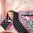 thumbnail image 3 of meiyoeat Gclassic Leopard Print Twin Comforter Sets For Girls,Cute Pink Coquette Bow Bedding Set,Black Reversible,2-Piece,1 Comforter and 1 Pillowcase, 3 of 7
