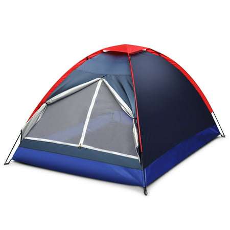 2 Person Camping Tent, Navy Blue - Large Waterproof Lightweight Family Tent with Portable Carrying Bag, Ventilation Window Mesh, Easy Setup for Trekking Hiking