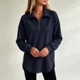 thumbnail image 6 of cocolona Tunic Sweatshirts for Women Long Sleeve Lapel Half Zip Pullover Tops Casual Loose Curved Hem Workout Sweatshirts, 6 of 7