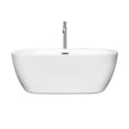 thumbnail image 2 of 60" Center Drain Soaking Tub in White with Floor Mounted Faucet in Brushed Nickel, 2 of 5
