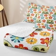 thumbnail image 4 of Erosebridal Cute Flower Quilt King, Kawaii Floral King Coverlet Set, Pink Reversible, Retro Teal, 3pcs (1 Bedspread and 2 Pillowcases), 4 of 7