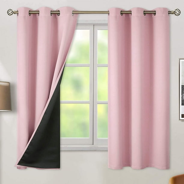 Cortinas opacas 100 % con aislamiento térmico para dormitorio con forro negro, doble capa, oscurecimiento completo de la habitación, cortina con ojales que reducen el ruido, 2 paneles