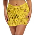 thumbnail image 2 of qolati Women Crochet Beach Mini Skirt Swim Bikini Cover Up Skirt Tie Front High Waist Knit Swimsuit Bathing Suit Coverup Trendy Beach Skirts Yellow S, 2 of 6