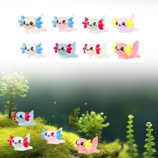 Figuras en Miniatura Shamjiam Axolotl 8 Piezas Brillan en la Oscuridad Resina Decoración