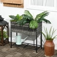 thumbnail image 2 of Outsunny Elevated Rattan Raised Garden Bed with Tool Storage Shelf, 2 of 9