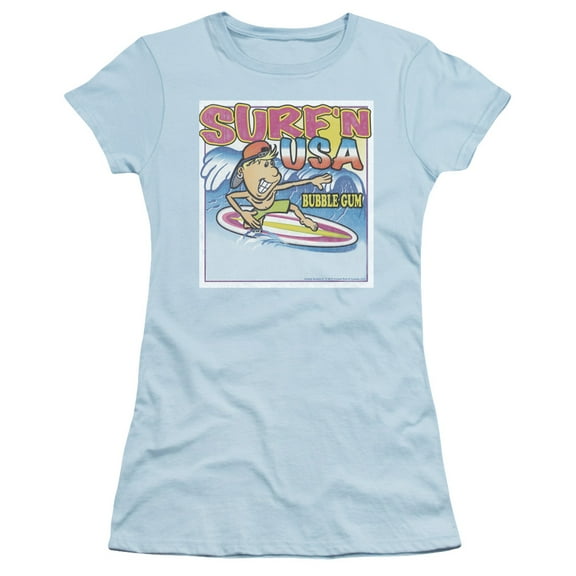 Dubble Bubble Surfn Usa Gum S/S Junior Women's T-Shirt Sheer Light Blue