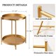 thumbnail image 3 of Mesa auxiliar TeoKJ de 2 niveles, plegable, redonda, de metal dorado con bandeja, 3 of 9