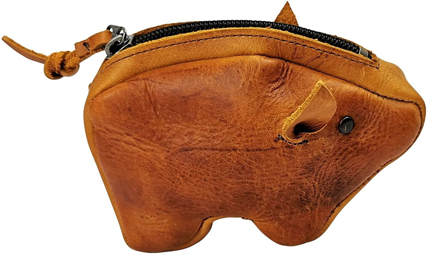 Butchers Pig Design Leather Purse with Zipped Pocket RFID Safe Ladies Gift 