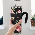 thumbnail image 2 of 40 oz Tumbler with Handle and Straw Leak Proof 40 oz Retor Floral Cup Insulated Stainless Steel Flower Coffee Travel Mug Slim 40oz Tumbler with Handle Floral Decor Stuff Gifts for Women, 2 of 6