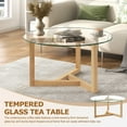 thumbnail image 6 of Dovelina Round Glass Coffee Table with Tempered Glass Top & Sturdy Wood Base, Easy Assembly Modern Cocktail Table, Natural, 6 of 9
