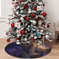 thumbnail image 5 of Sikiie Purple Flower Lazy Cat 30-48 inches {designName} Print Christmas Tree Skirt Snowman Xmas Tree Skirt with Edge Christmas Decorations for Holiday Party36", 5 of 7