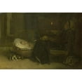 thumbnail image 2 of Jacob Maris 24x18 Black Ornate Framed Double Matted Museum Art Print Titled: Tired Out (Mother Watched) (1869), 2 of 5