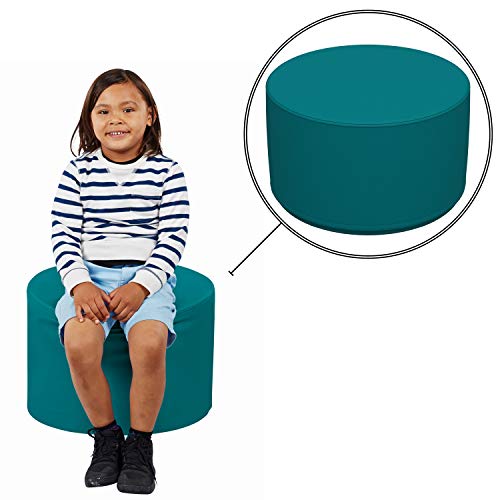 SoftScape 18" Round Ottoman, Collaborative Flexible Seating for Kids, Teens, Adults Furniture for Classrooms, Libraries, Offices and Home, Junior 12" H - Teal - image 1 of 5