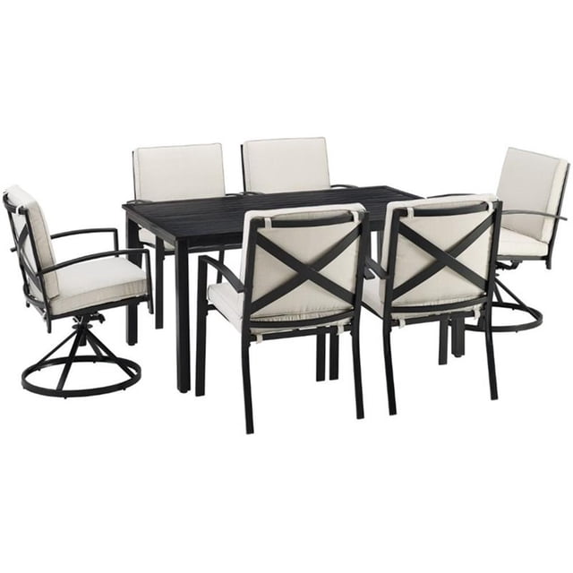 Crosley Furniture Kaplan 7-Piece Fabric & Metal Outdoor Dining Set in Oatmeal