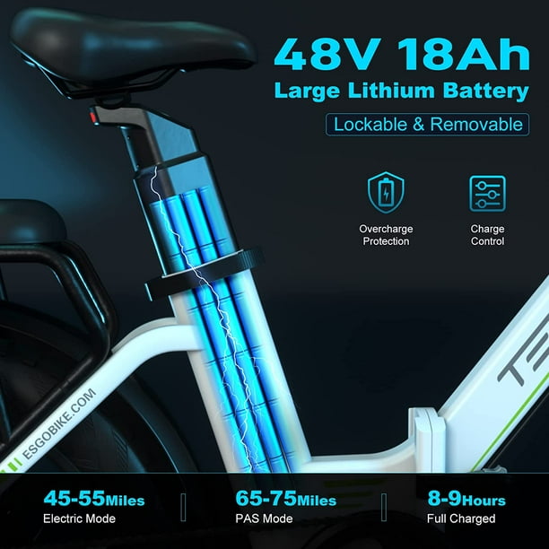 V lo lectrique TESGO 750W 20 pour adultes batterie amovible 48V 18Ah 4.0 Fat Tire Ebike Snow City E Bike Shimano 7 vitesses 28Mph avec cran LCD