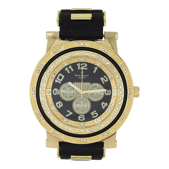 Iced Oversized Hip Hop Bullet Rubber Band Mens Watch, That Shows Your Lust for Life - GJM (ST10411 Black Panther)
