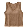 thumbnail image 2 of WHEANG Everyday Casual Plus Size T Shirt for Women Classic Solid Color V Neck Tank Tops Summer Sleeveless Basic Shirts True Tees Trendy Clothes Breathable Loose Fit Top(Color BrownSize S), 2 of 4