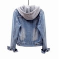 thumbnail image 3 of Women'S Casual Detachable Hoodie Denim Jacket Light Blue XXXL, 3 of 9